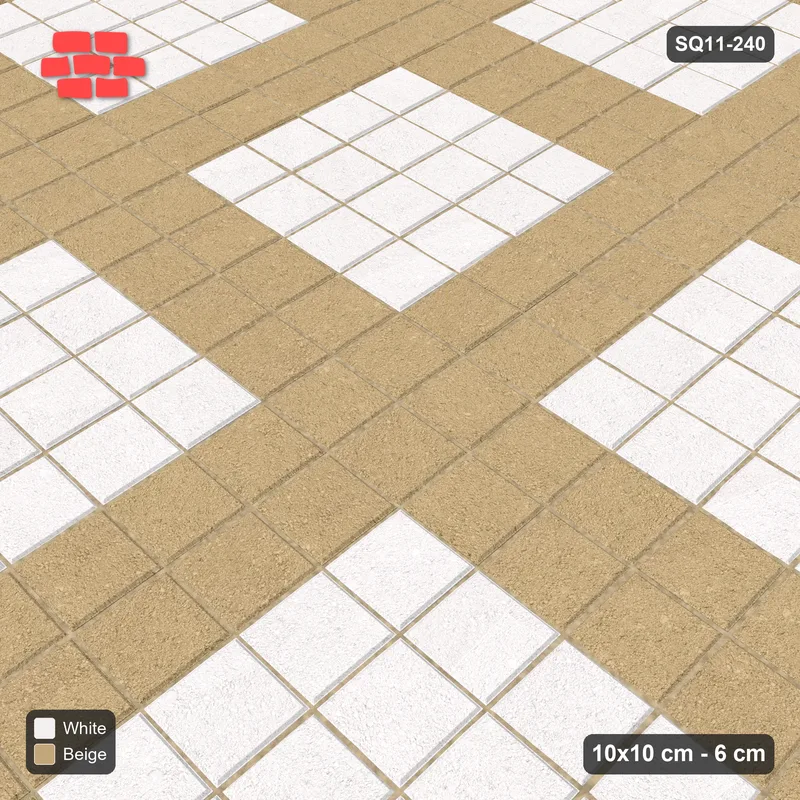 Interlock (Pasco) 10x10 cm · SQ11-240 · Plaza Grid in Kerb Frame · Side view