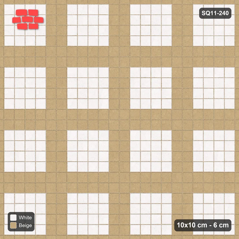 Interlock (Pasco) 10x10 cm · SQ11-240 · Plaza Grid in Kerb Frame · Top view