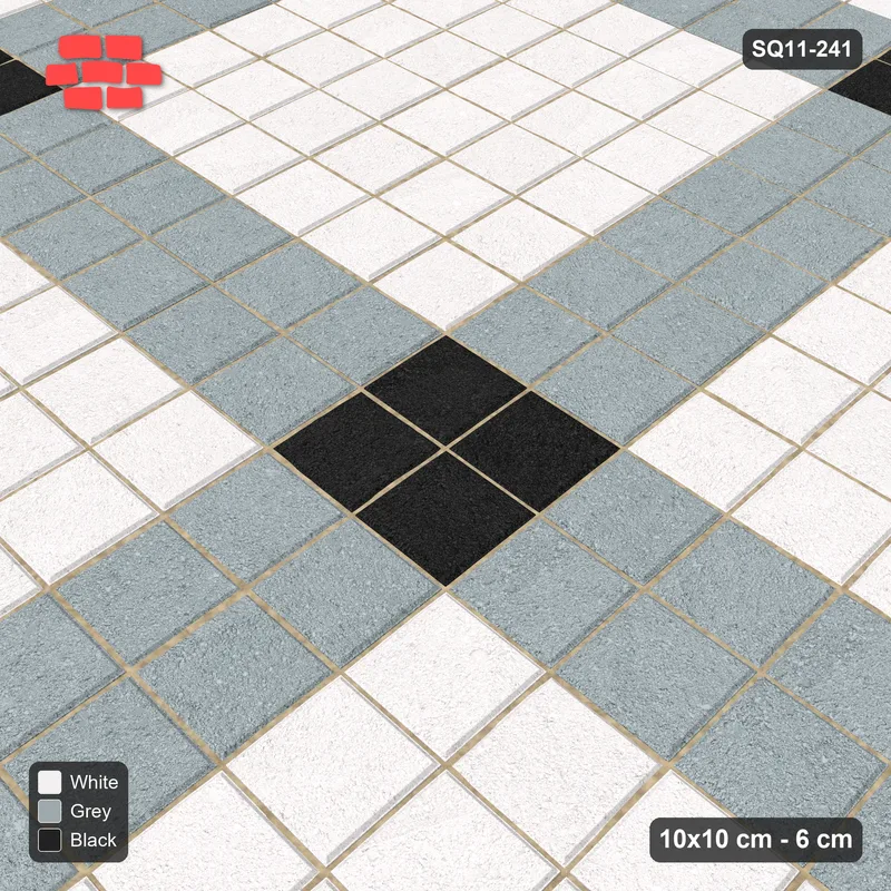 Interlock (Pasco) 10x10 cm · SQ11-241 · Corner-Accent Grid in Kerb Frame · Side view