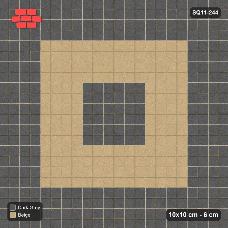 Interlock (Pasco) 10x10 cm · SQ11-244 · Rings in Kerb Frame · Top view