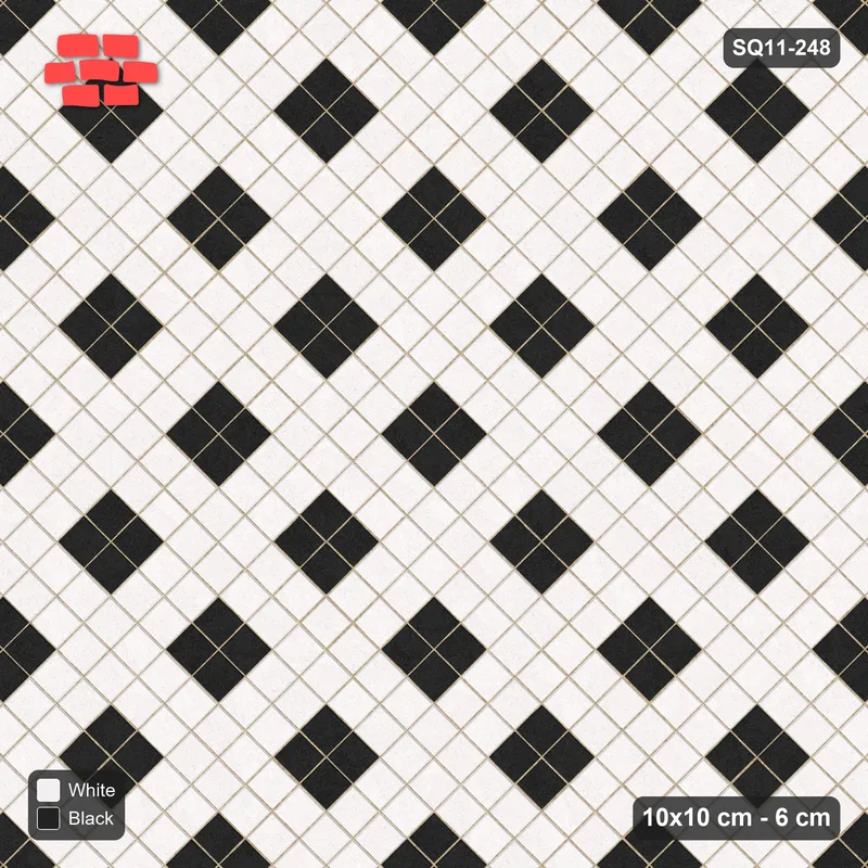 Interlock (Pasco) 10x10 cm · SQ11-248 · Harlequin Diamonds in Kerb Frame · Top view