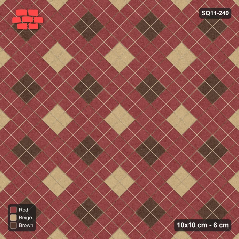 Interlock (Pasco) 10x10 cm · SQ11-249 · Harlequin Diamonds in Kerb Frame · Top view