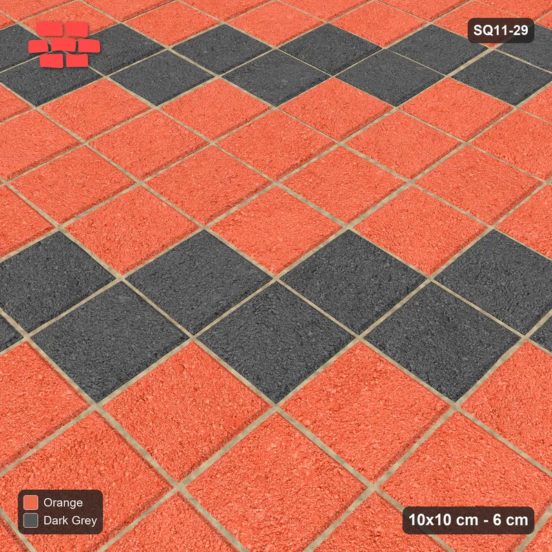 Interlock (Pasco) 10x10 cm · SQ11-29 · Stack Bond - Diagonal Steps · Side view