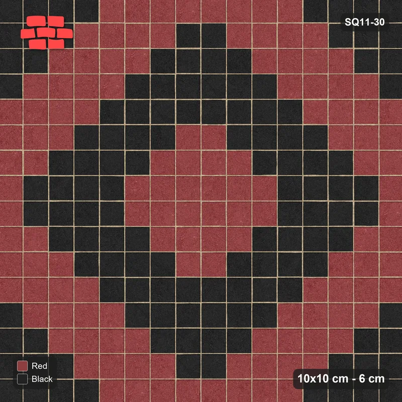Interlock (Pasco) 10x10 cm · SQ11-30 · Diamond Mosaic in Kerb Frame · Top view