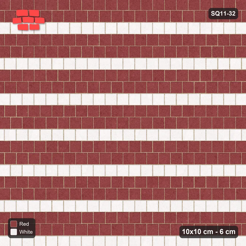 Interlock (Pasco) 10x10 cm · SQ11-32 · Running Bond - Ivory Courses · Top view