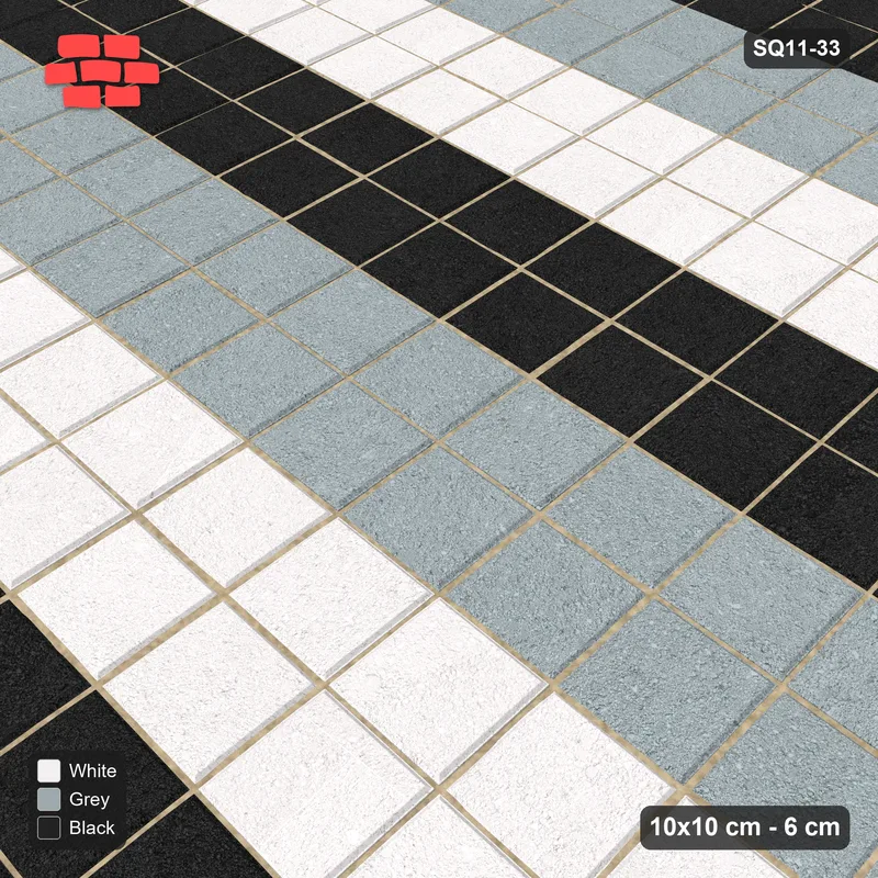 Interlock (Pasco) 10x10 cm · SQ11-33 · Three-Tone Course Stripes · Side view