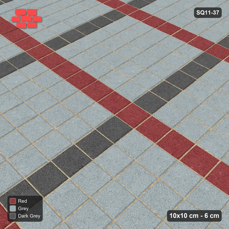Interlock (Pasco) 10x10 cm · SQ11-37 · Stack Bond - Plaid · Side view