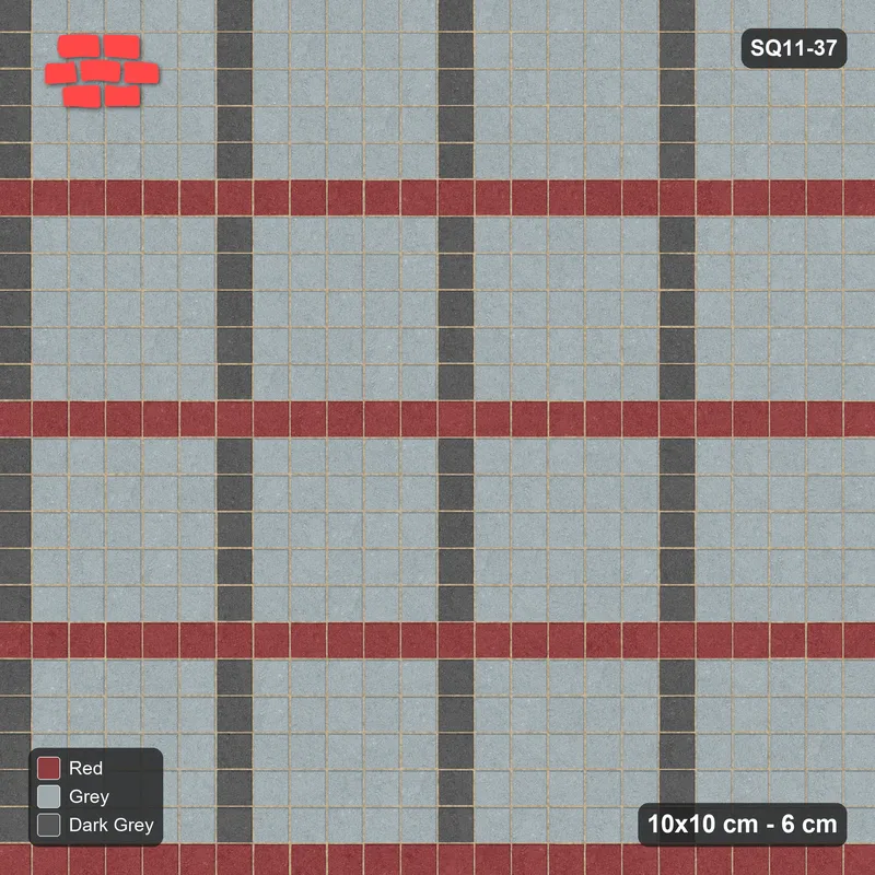 Interlock (Pasco) 10x10 cm · SQ11-37 · Stack Bond - Plaid · Top view