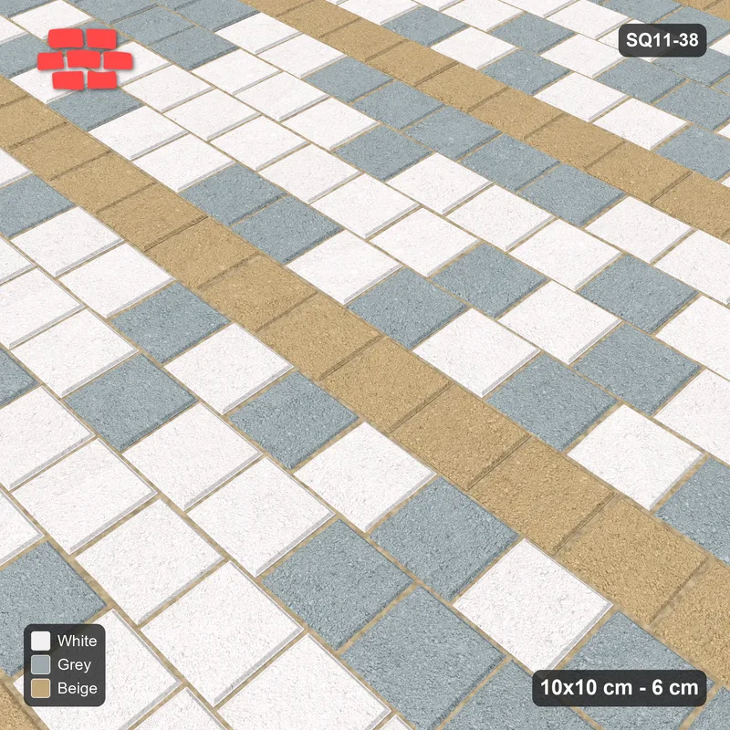 Interlock (Pasco) 10x10 cm · SQ11-38 · Tonal Running Bond with Sand Courses · Side view