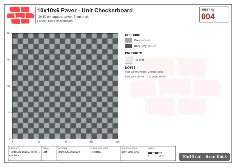 Interlock (Pasco) 10x10 cm · SQ11-4 · Unit Checkerboard · Laying plan Interlock (Pasco) 10x10 cm · SQ11-4 · Unit Checkerboard · Laying plan