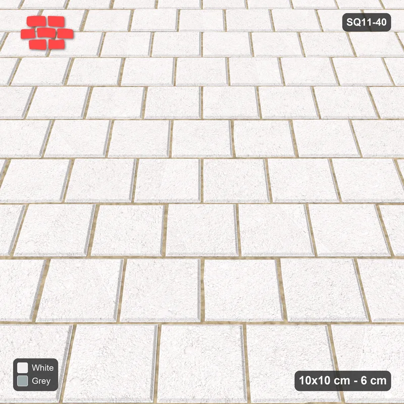 Interlock (Pasco) 10x10 cm · SQ11-40 · Diagonal Running Bond in Kerb Frame · Side view