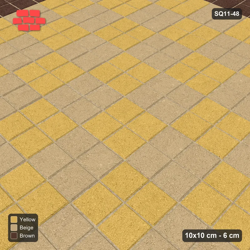 Interlock (Pasco) 10x10 cm · SQ11-48 · Brown-Framed Gold Checkerboard · Side view