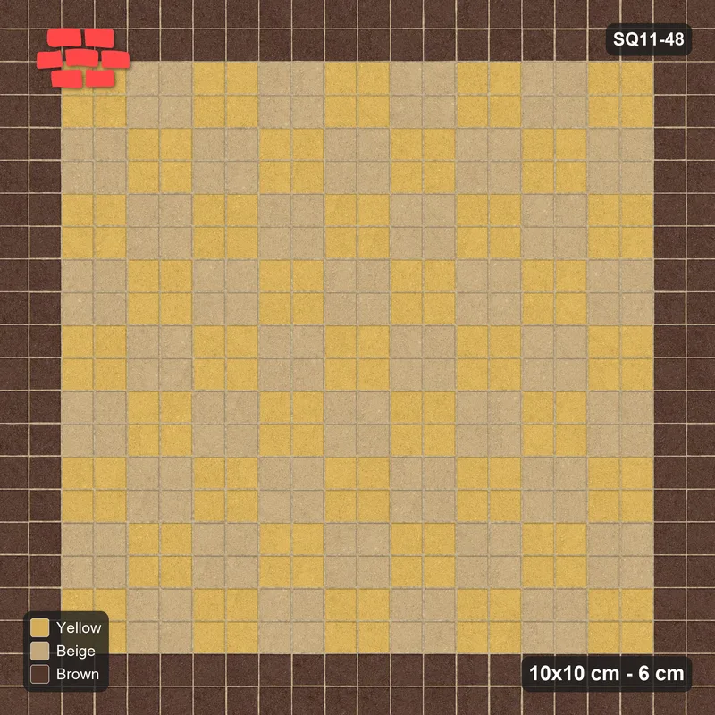 Interlock (Pasco) 10x10 cm · SQ11-48 · Brown-Framed Gold Checkerboard · Top view