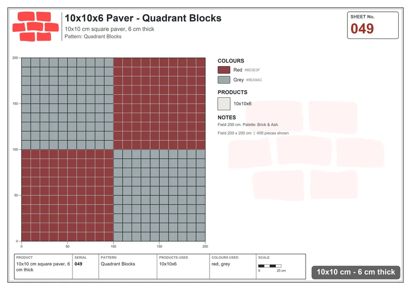Interlock (Pasco) 10x10 cm · SQ11-49 · Quadrant Blocks · Laying plan Interlock (Pasco) 10x10 cm · SQ11-49 · Quadrant Blocks · Laying plan