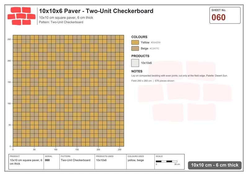 Interlock (Pasco) 10x10 cm · SQ11-60 · Two-Unit Checkerboard · Laying plan Interlock (Pasco) 10x10 cm · SQ11-60 · Two-Unit Checkerboard · Laying plan