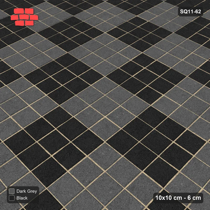 Interlock (Pasco) 10x10 cm · SQ11-62 · Three-Unit Checkerboard · Side view