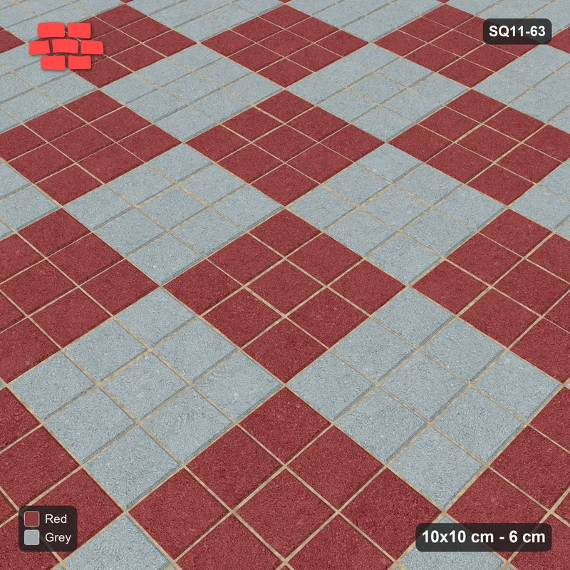 Interlock (Pasco) 10x10 cm · SQ11-63 · Three-Unit Checkerboard · Side view