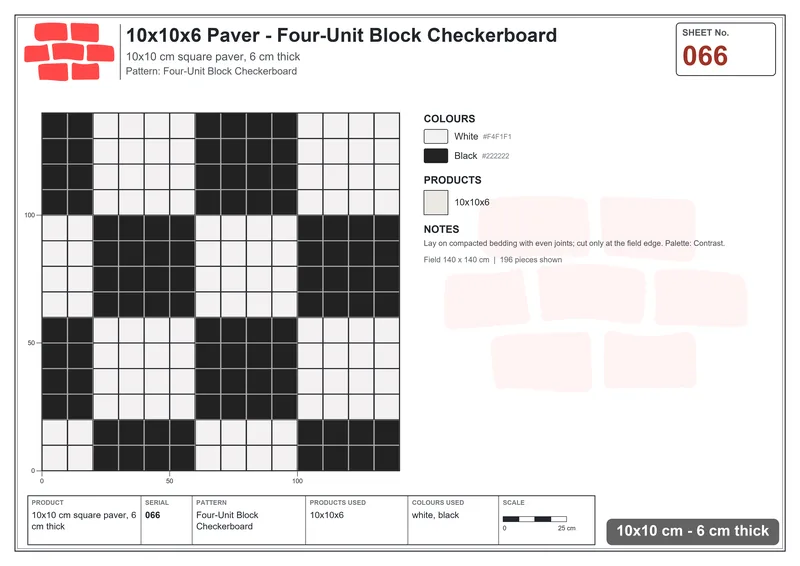 Interlock (Pasco) 10x10 cm · SQ11-66 · Four-Unit Block Checkerboard · Laying plan Interlock (Pasco) 10x10 cm · SQ11-66 · Four-Unit Block Checkerboard · Laying plan