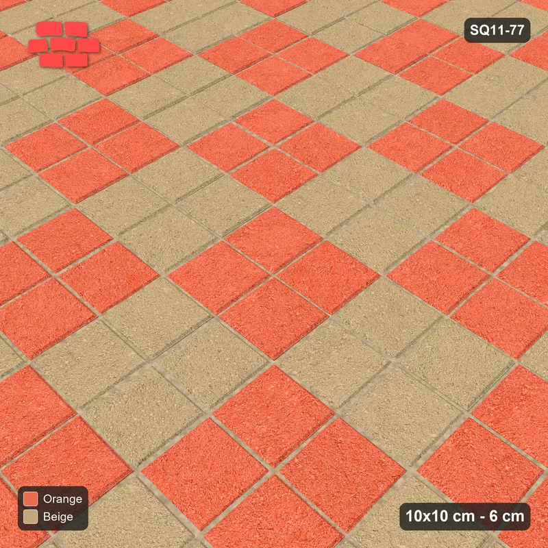 Interlock (Pasco) 10x10 cm · SQ11-77 · Checkerboard in Kerb Frame · Side view