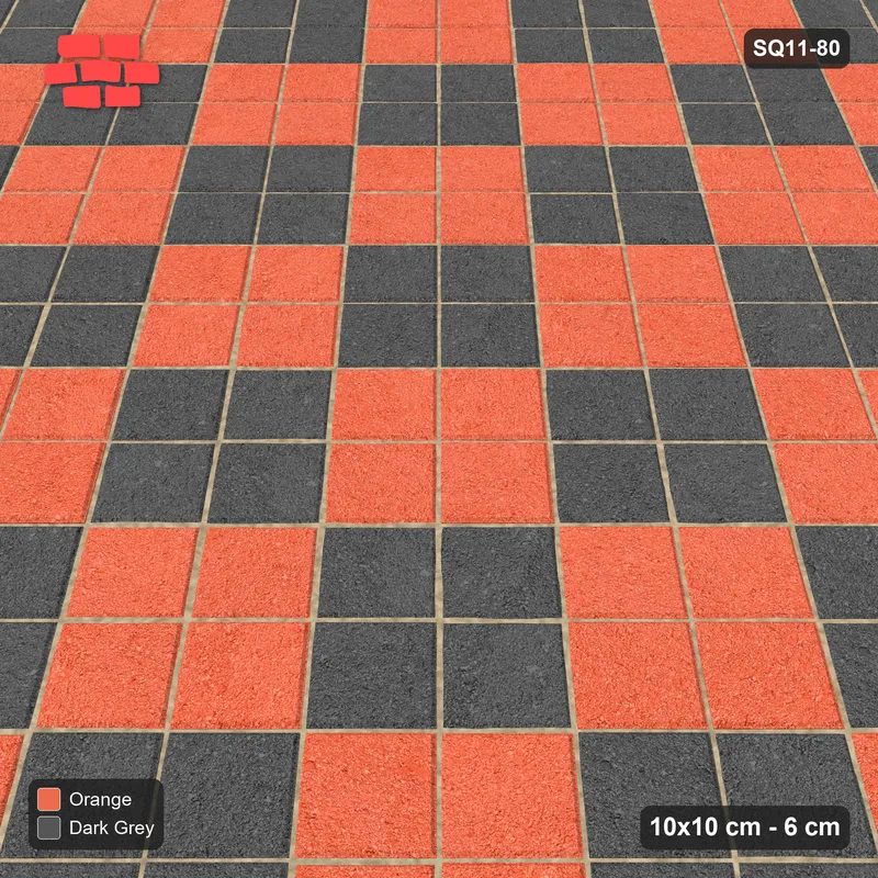 Interlock (Pasco) 10x10 cm · SQ11-80 · Diagonal Checker in Kerb Frame · Side view