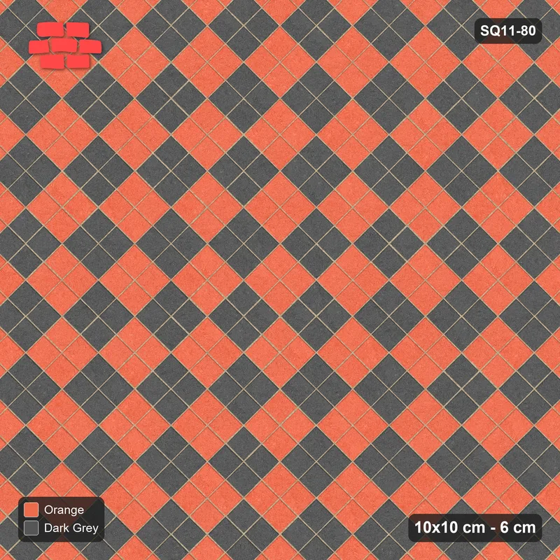 Interlock (Pasco) 10x10 cm · SQ11-80 · Diagonal Checker in Kerb Frame · Top view