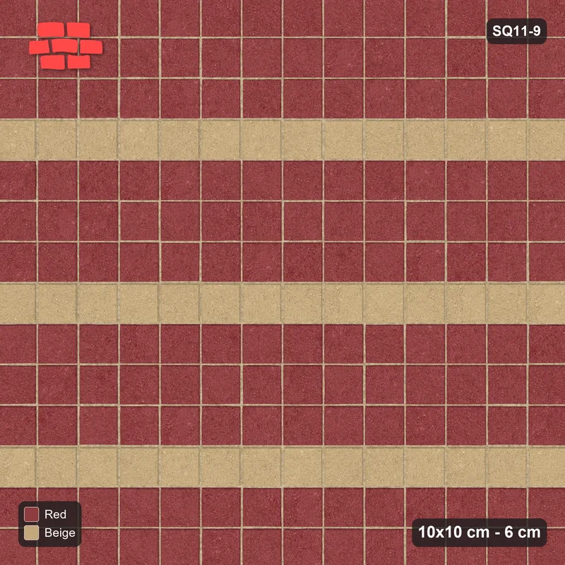 Interlock (Pasco) 10x10 cm · SQ11-9 · Stack Bond - Course Stripes · Top view