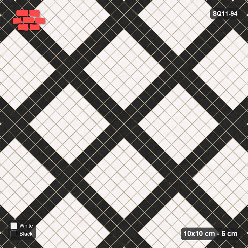 Interlock (Pasco) 10x10 cm · SQ11-94 · Diagonal Plaza Grid · Top view