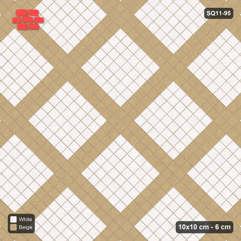 Interlock (Pasco) 10x10 cm · SQ11-95 · Diagonal Plaza Grid · Top view