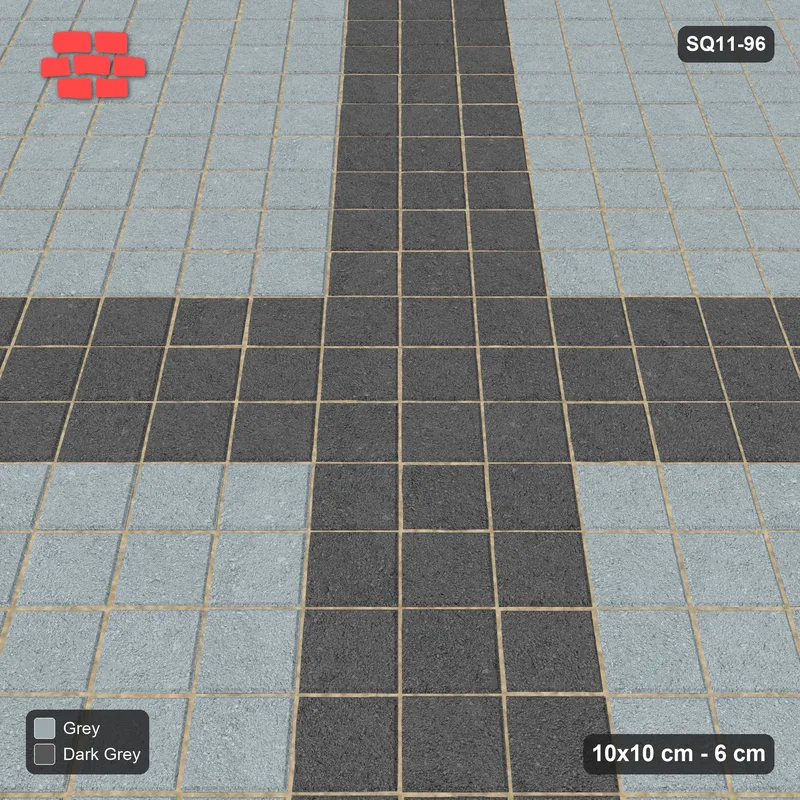Interlock (Pasco) 10x10 cm · SQ11-96 · Diagonal Plaza Grid · Side view