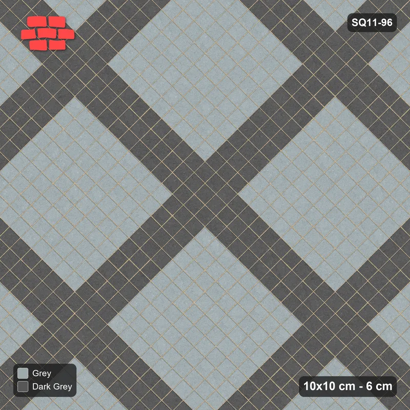 Interlock (Pasco) 10x10 cm · SQ11-96 · Diagonal Plaza Grid · Top view