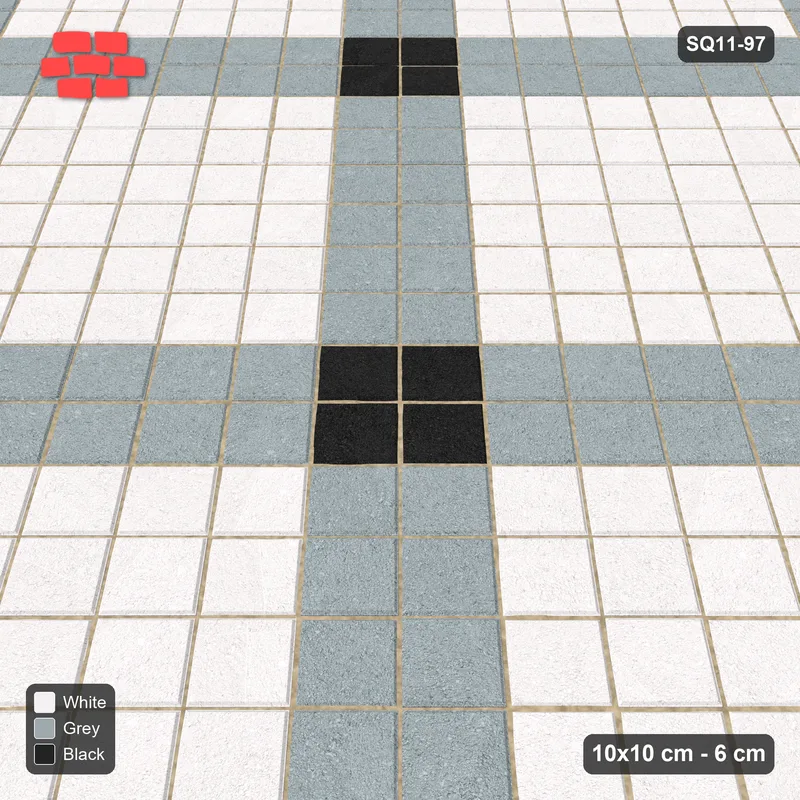 Interlock (Pasco) 10x10 cm · SQ11-97 · Diagonal Grid with Corner Accents · Side view