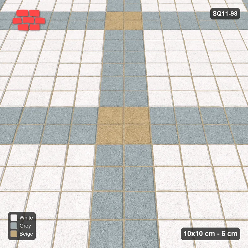 Interlock (Pasco) 10x10 cm · SQ11-98 · Diagonal Grid with Corner Accents · Side view