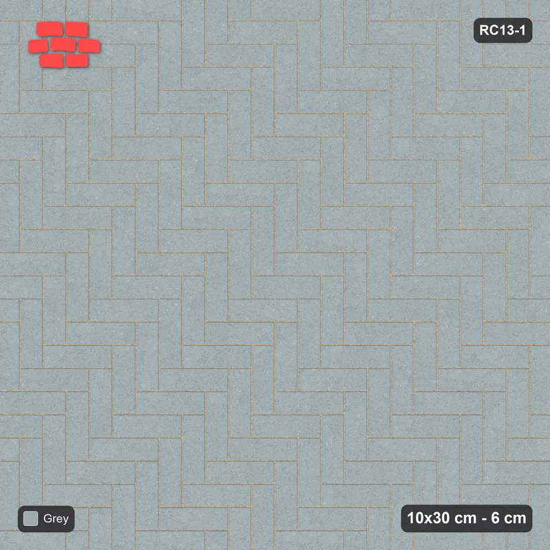 Interlock (Pasco) 10x30 cm · RC13-1 · Herringbone 90 degrees · Top view