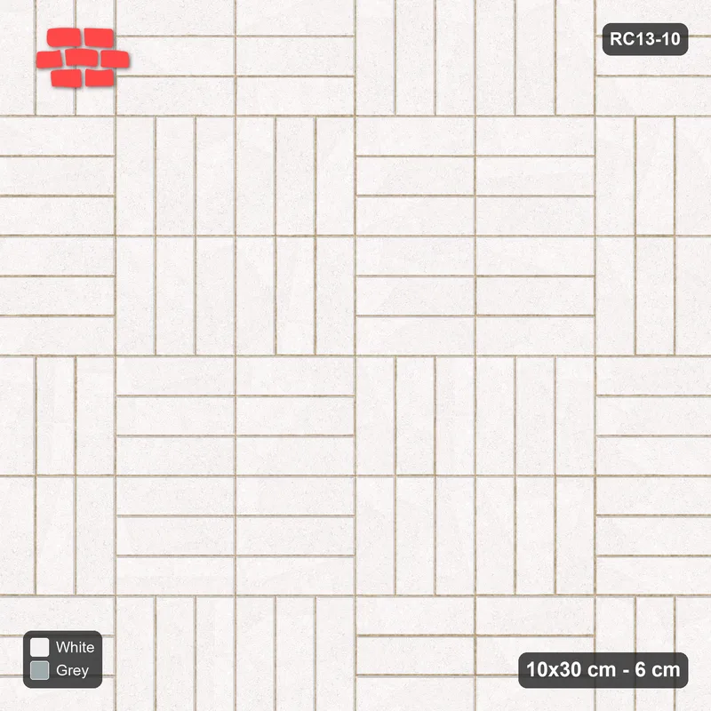 Interlock (Pasco) 10x30 cm · RC13-10 · Double basketweave with kerb frame · Top view