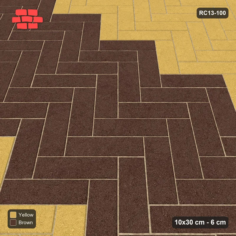 Interlock (Pasco) 10x30 cm · RC13-100 · Herringbone 45 90 cm colour rows · Side view