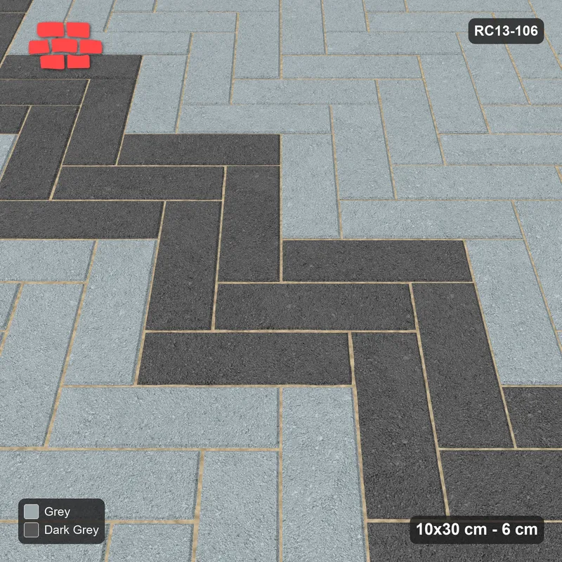 Interlock (Pasco) 10x30 cm · RC13-106 · Herringbone 45 30 cm horizontal feature band · Side view