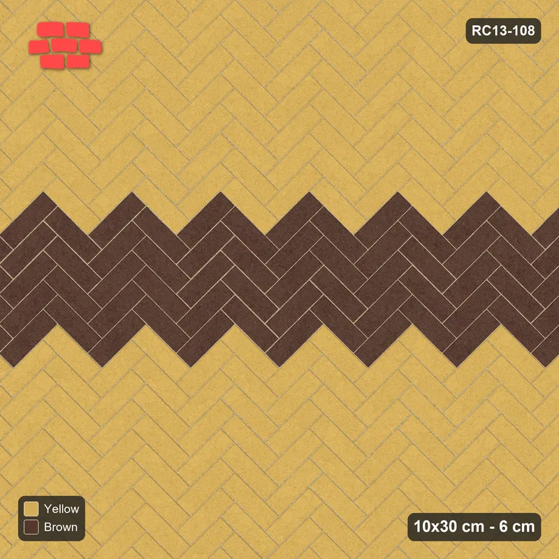Interlock (Pasco) 10x30 cm · RC13-108 · Herringbone 45 60 cm horizontal feature band · Top view