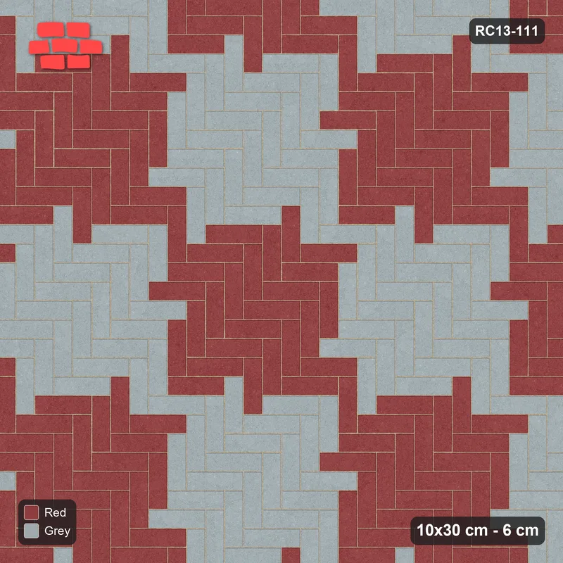 Interlock (Pasco) 10x30 cm · RC13-111 · Herringbone 90 90 cm colour checker · Top view