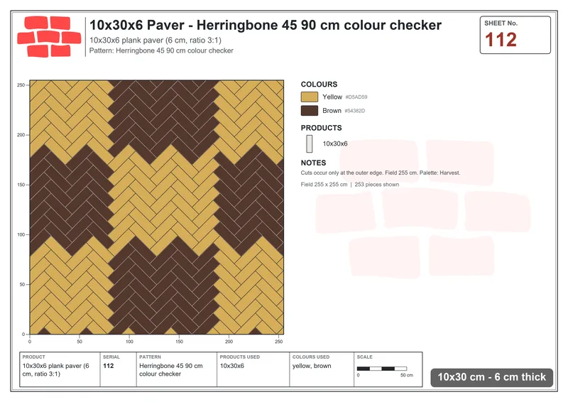 Interlock (Pasco) 10x30 cm · RC13-112 · Herringbone 45 90 cm colour checker · Laying plan Interlock (Pasco) 10x30 cm · RC13-112 · Herringbone 45 90 cm colour checker · Laying plan