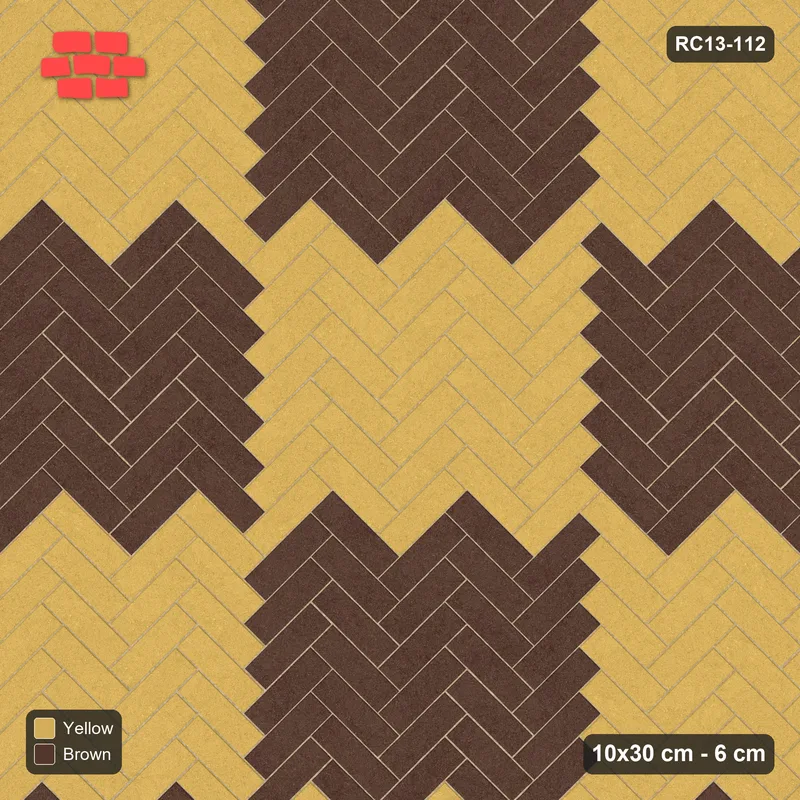 Interlock (Pasco) 10x30 cm · RC13-112 · Herringbone 45 90 cm colour checker · Top view