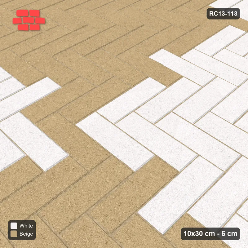 Interlock (Pasco) 10x30 cm · RC13-113 · Herringbone 90 120 cm colour checker with Kerb 25F frame · Side view
