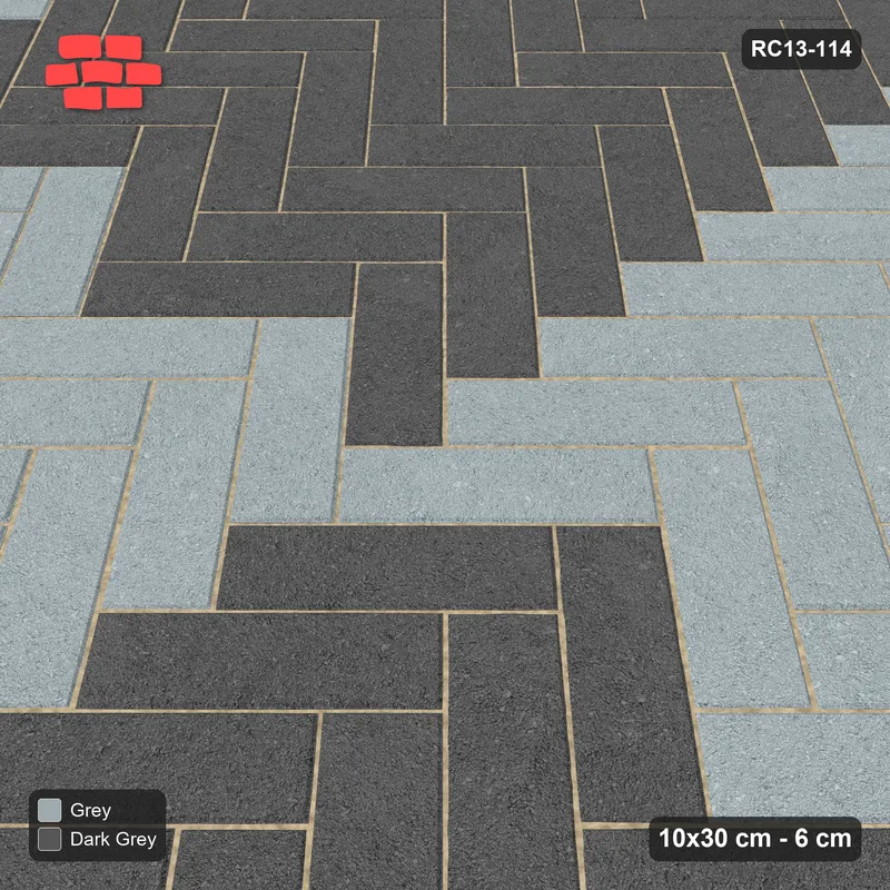 Interlock (Pasco) 10x30 cm · RC13-114 · Herringbone 45 120 cm colour checker · Side view