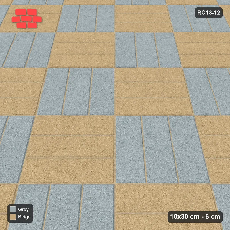 Interlock (Pasco) 10x30 cm · RC13-12 · Two-tone diagonal parquet · Side view