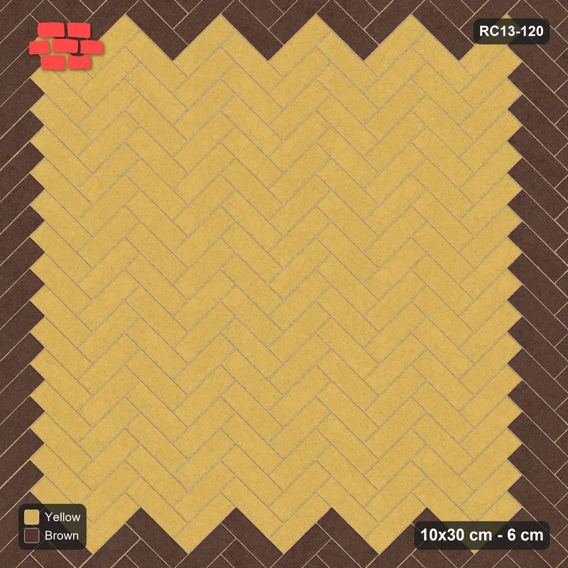 Interlock (Pasco) 10x30 cm · RC13-120 · Herringbone 45 20 cm accent border · Top view