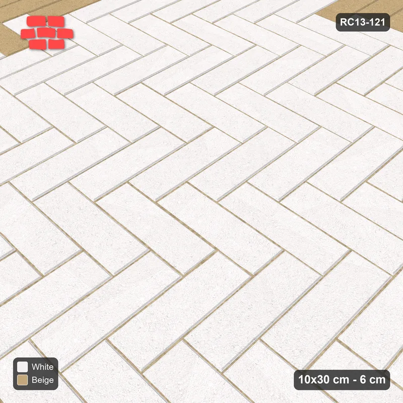 Interlock (Pasco) 10x30 cm · RC13-121 · Herringbone 90 30 cm accent border · Side view