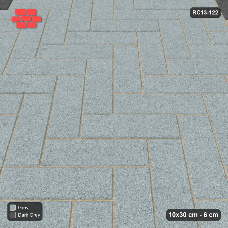 Interlock (Pasco) 10x30 cm · RC13-122 · Herringbone 45 30 cm accent border with Kerb 38F frame · Side view