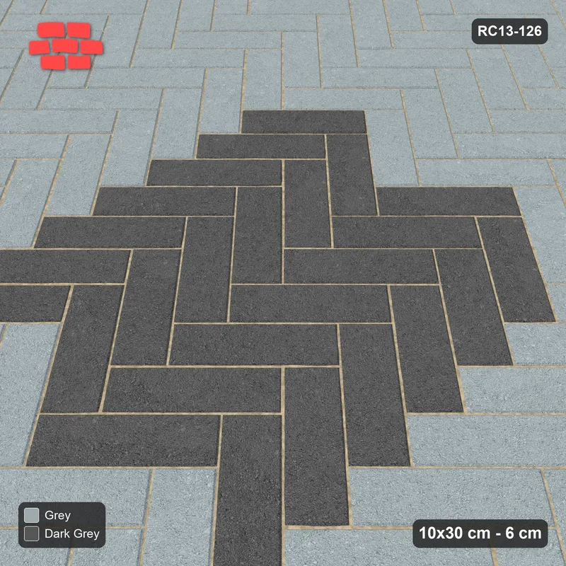 Interlock (Pasco) 10x30 cm · RC13-126 · Herringbone 45 90 cm centre medallion · Side view