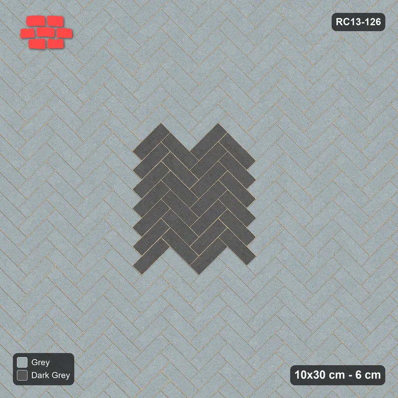 Interlock (Pasco) 10x30 cm · RC13-126 · Herringbone 45 90 cm centre medallion · Top view