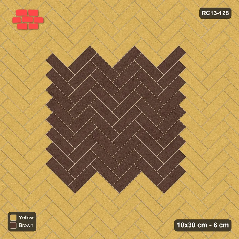Interlock (Pasco) 10x30 cm · RC13-128 · Herringbone 45 120 cm centre medallion with Kerb 42B frame · Top view