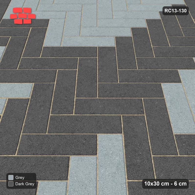Interlock (Pasco) 10x30 cm · RC13-130 · Herringbone 45 30 cm cross · Side view